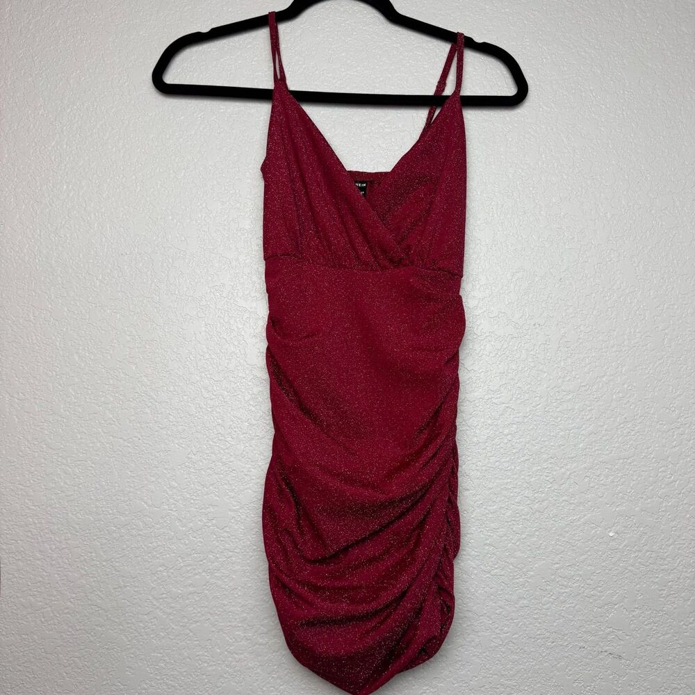 Red Glitter Cocktail Spaghetti Strap Dress